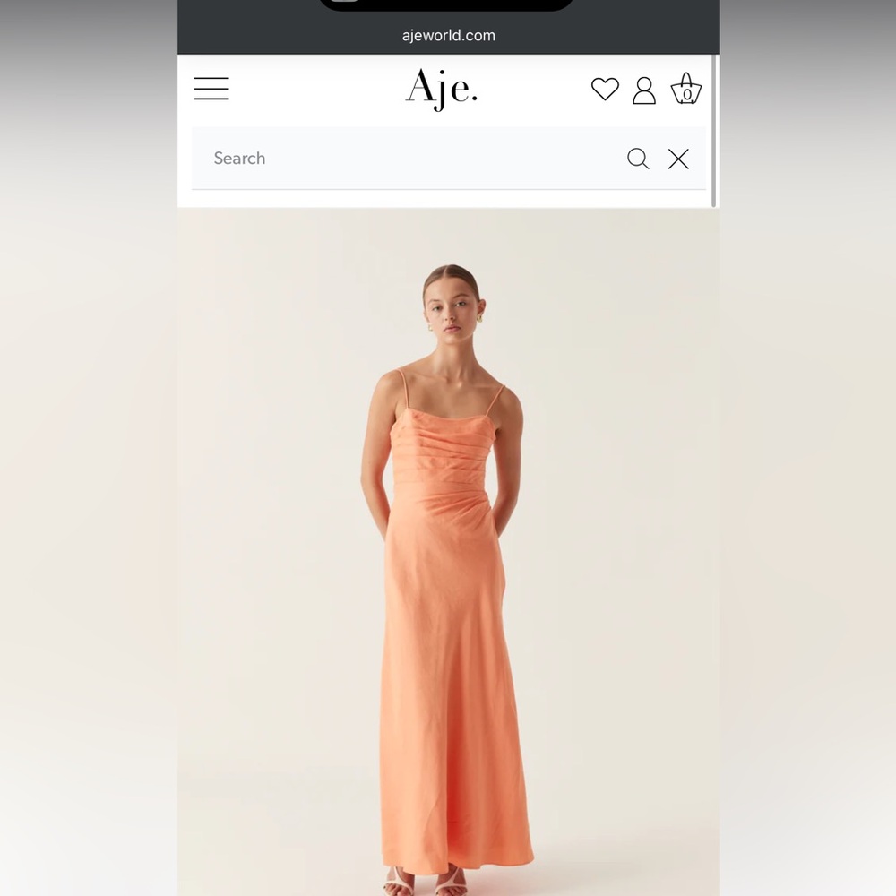 Aje Clarice Draped Maxi Dress in Sunset Orange